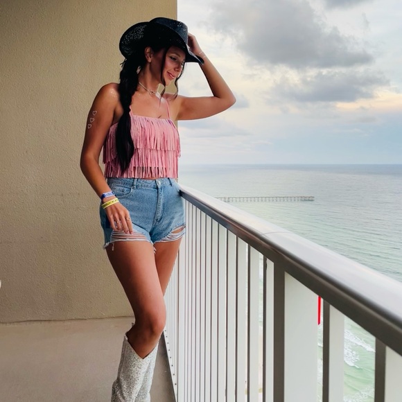 Nylon Apparel Rhinestone fringe top - Picture 2 of 3